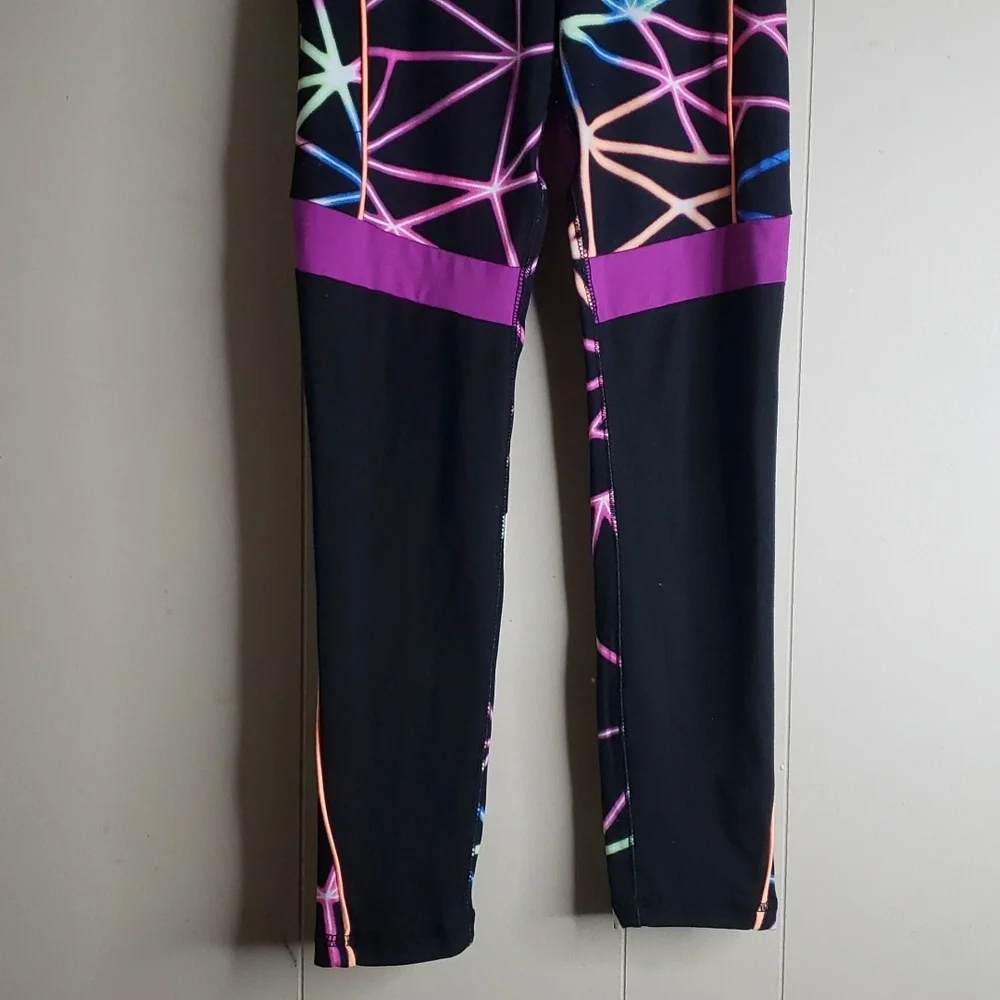 Girls Justice Sport Neon Black Leggings Medium